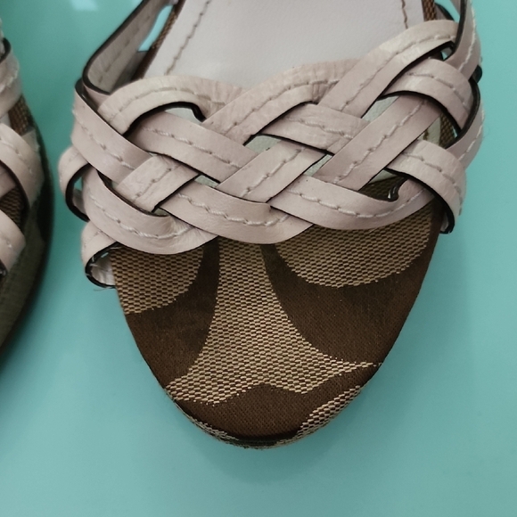 Coach Cream and Brown Braided Sandals Size 8 - Picture 5 of 8